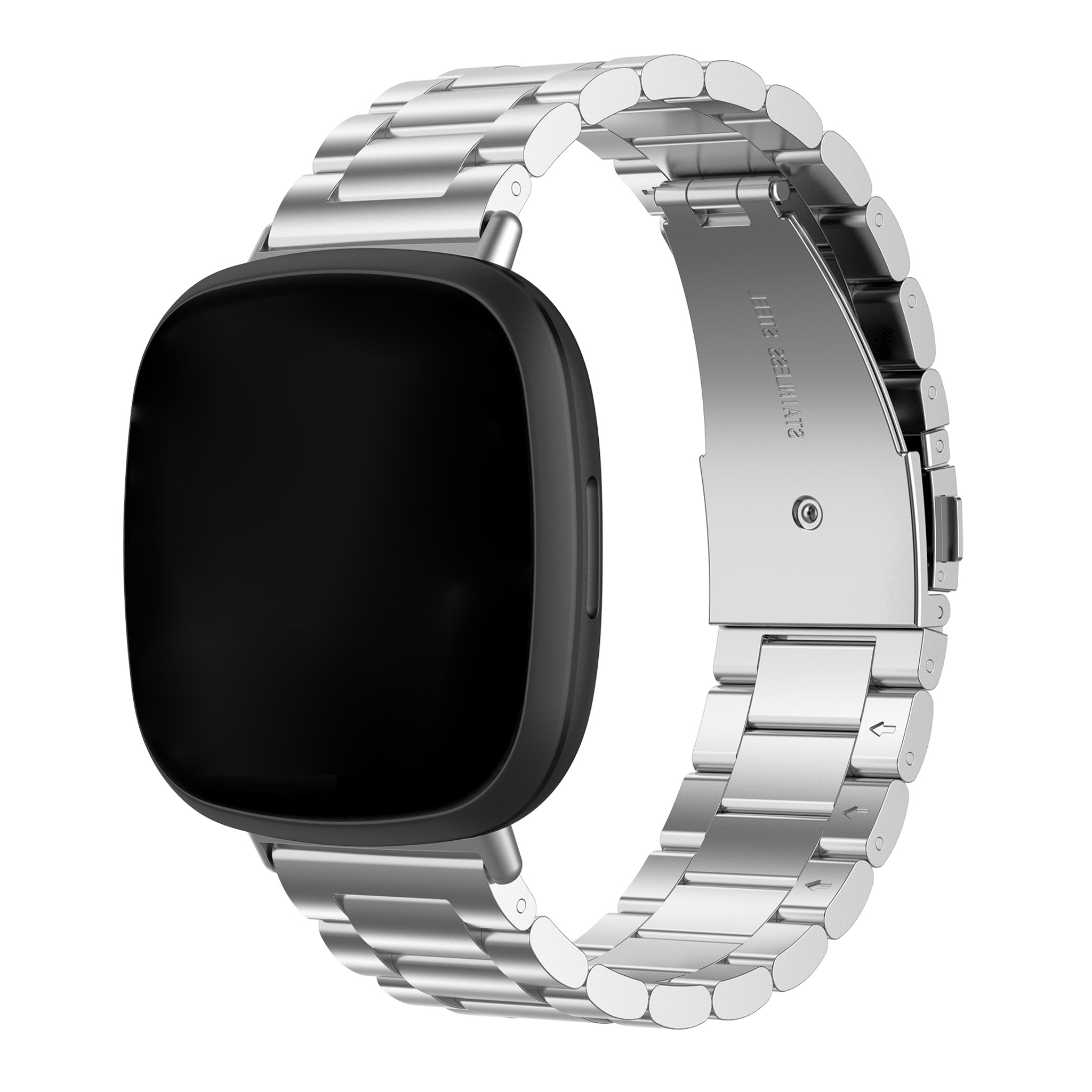 Fitbit Versa 3 / Sense kralen stalen schakel band - zilver