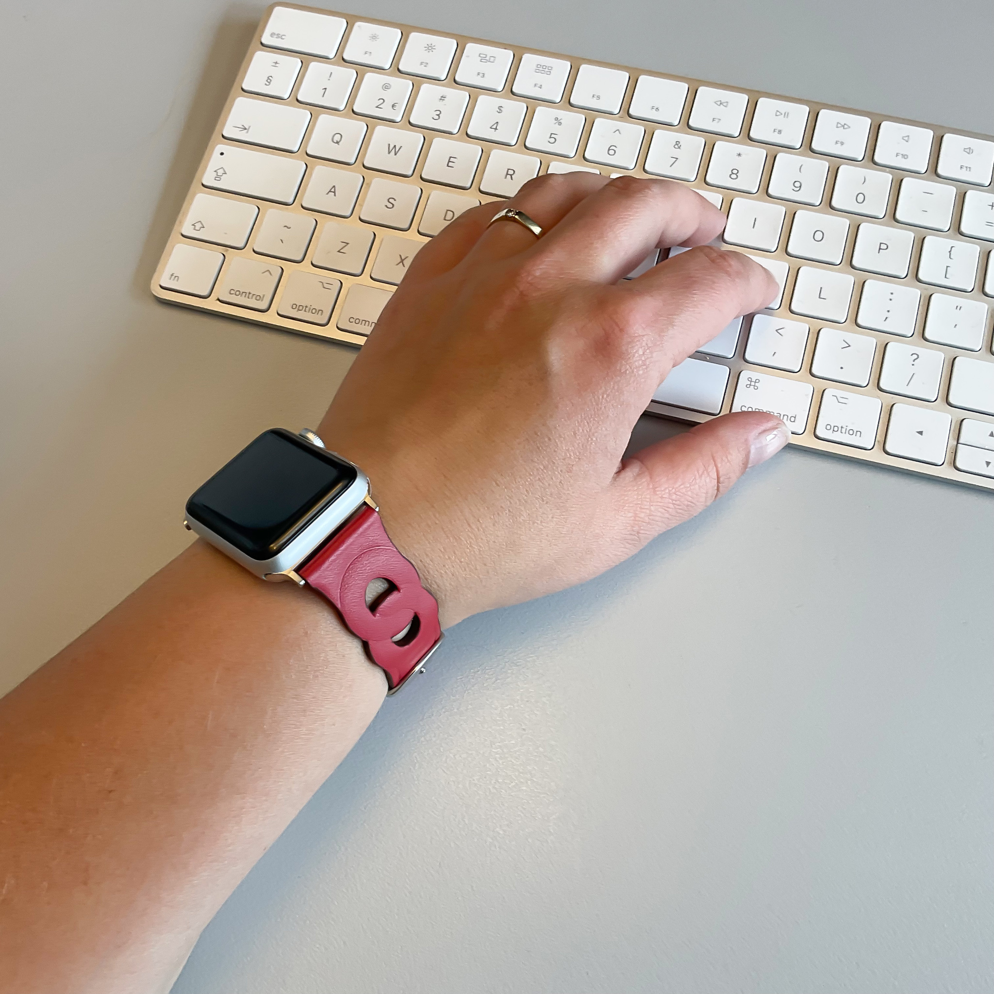 Apple Watch leren hermes ring band - rood